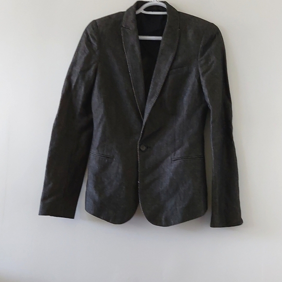 Diesel Black gold linen wool blend one botton blazer jacket size S - Picture 1 of 12